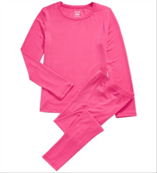 Max & Olivia Little & Big Girl's 2 Pc Base Layer Top & Pants Set Pink Size XL