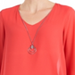JM Collection Women's Asymmetrical Necklace Blouse Red Size Medium