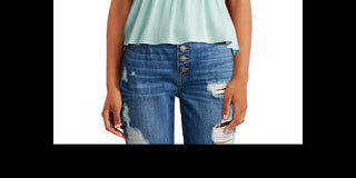 Ultra Flirt Junior's Smocked Top Blue Size S