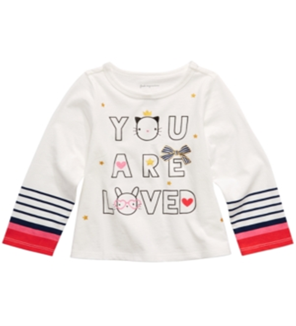First Impressions Baby Girl's Cotton Long Sleeve Graphic Print T-Shirt White Size 24MOS
