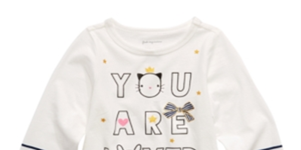 First Impressions Baby Girl's Cotton Long Sleeve Graphic Print T-Shirt White Size 24MOS