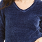 Karen Scott Women's V Neck Chenille Sweater Blue Size Petite Small