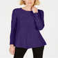 Alfani Women's Ribbed Snap Detail Sweater Purple Size Large