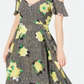 INC International Concepts Women's Gingham Floral MIDI Dress Blue Floral Size Petite S