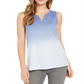 Style & Co Women's Dip Dye Split Neck Tank Top Blue Size X-Small