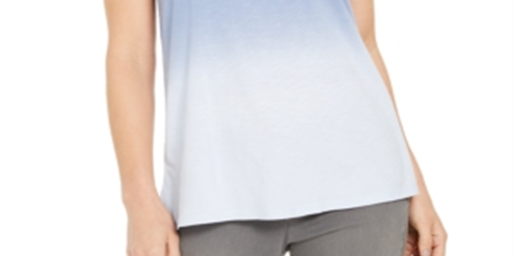 Style & Co Women's Dip Dye Split Neck Tank Top Blue Size X-Small