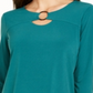 JM Collection Women's Ring Neck 3/4 Sleeve Top Green Size Petite Small