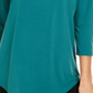 JM Collection Women's Ring Neck 3/4 Sleeve Top Green Size Petite Small