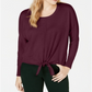 Style & Co Women's Tie Front Sweater Winestone Size Petite L