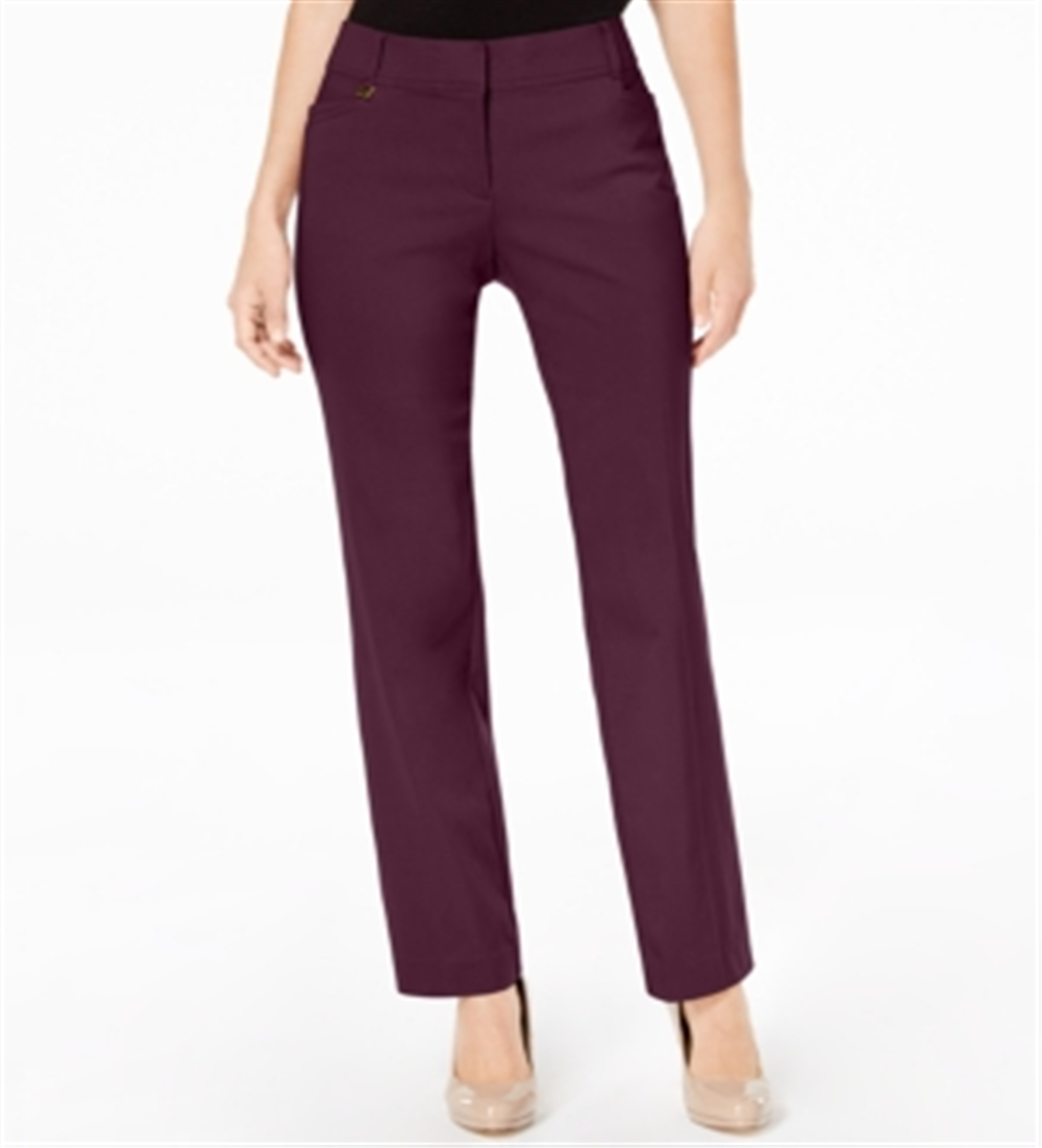 JM Collection Women's Tummy Control Curvy Fit Pants Red Size 16X4.5
