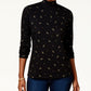 Karen Scott Women's Tree Print Mock Neck Top Black Size Petite S