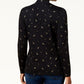 Karen Scott Women's Tree Print Mock Neck Top Black Size Petite S