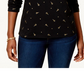 Karen Scott Women's Tree Print Mock Neck Top Black Size Petite S