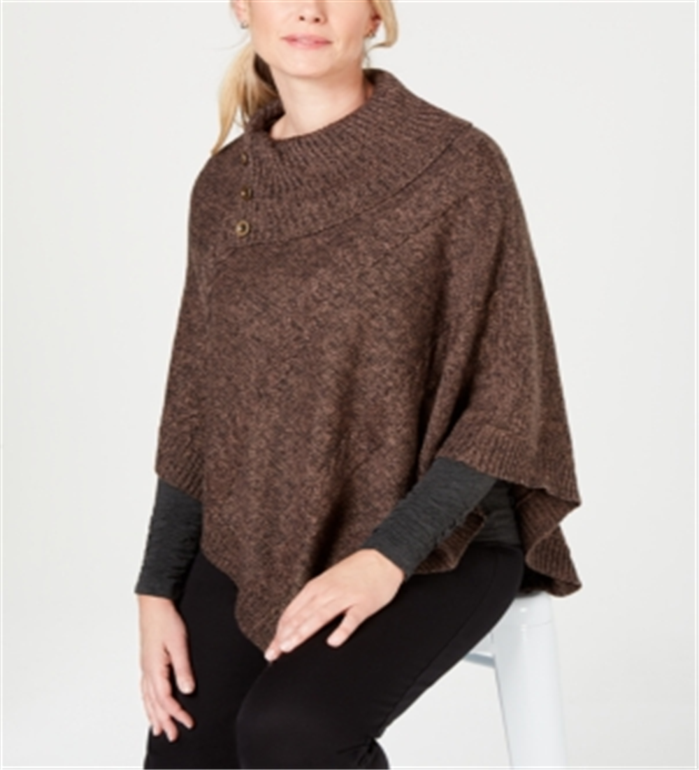 Karen Scott Women's Envelope Poncho Brown Size S/M
