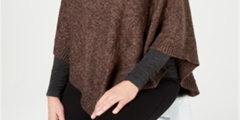 Karen Scott Women's Envelope Poncho Brown Size S/M