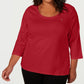 Tommy Hilfiger Women's 3/4 Sleeve Scoop Neck Top Red Size 2X