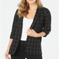 Calvin Klein Women's Windowpane Roll Tab Blazer Black Size 16