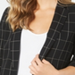 Calvin Klein Women's Windowpane Roll Tab Blazer Black Size 16