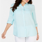 Charter Club Women's Linen Shirt Blue Size X-Small