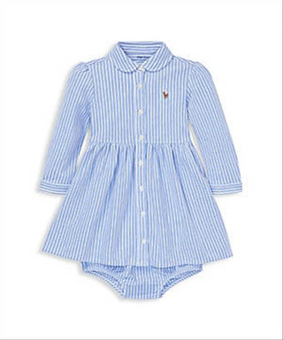 Ralph Lauren Girls' Striped Shirt Dress & Bloomers Set Blue Size 3MOS