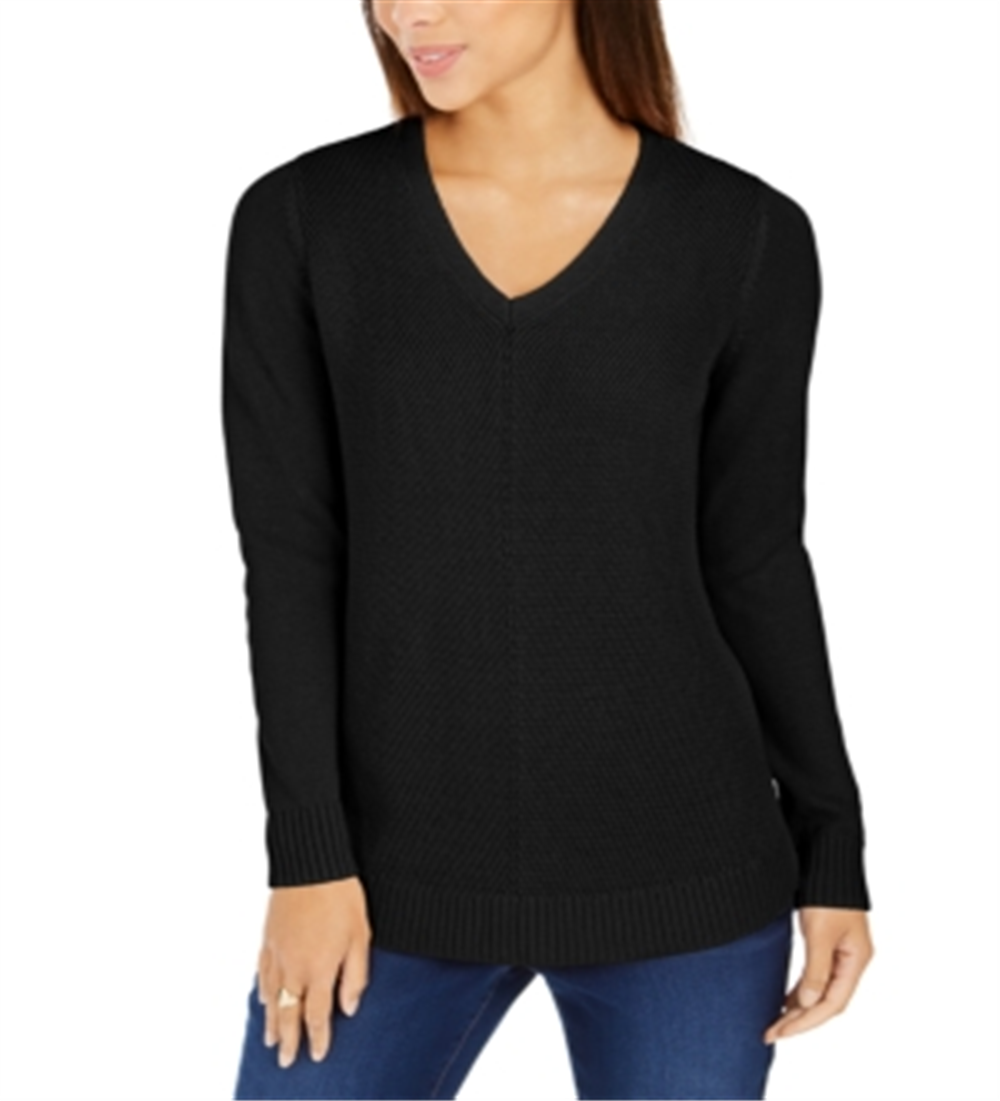 Charter Club Women's V Neck Sweater Black Size XX-Large