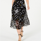 Alfani Women's Dot Print Mesh MIDI Skirt Black Size Petite