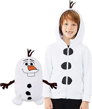 Cubcoats Kid's Olaf Frozen 2 in 1 Transforming Classic Zip Up Hoodie & Soft Plushie White