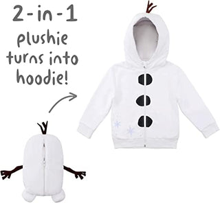Cubcoats Kid's Olaf Frozen 2 in 1 Transforming Classic Zip Up Hoodie & Soft Plushie White