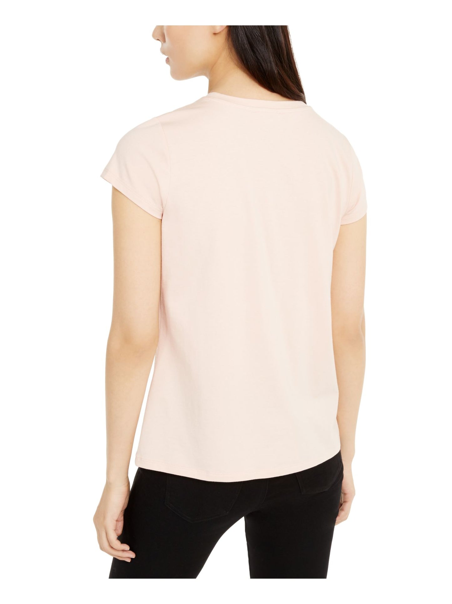 Calvin Klein Women's Embellished Crewneck Logo T-Shirt Pink Size Small