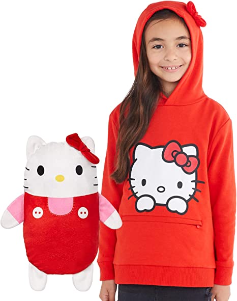 Cubcoats Hello Kitty 2 in 1 Transforming Pullover Hoodie & Soft Plushie Red