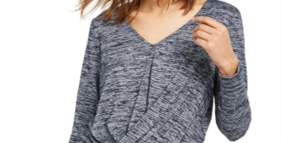 INC International Concepts Women's Shine Twist Front Top Blue Size XS