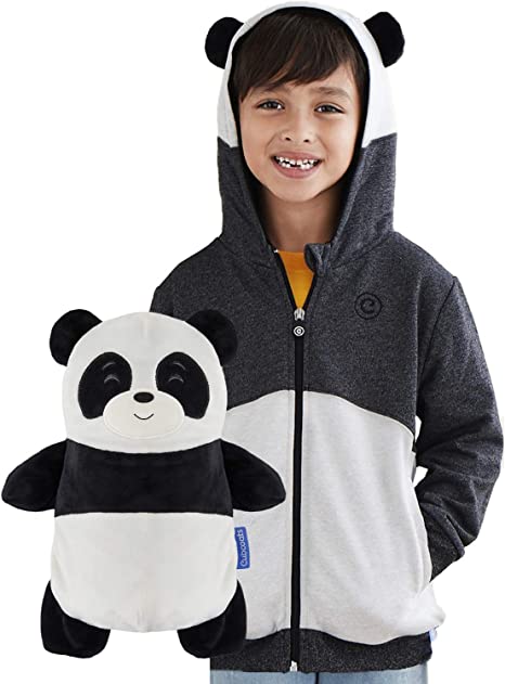 Cubcoats Papo The Panda 2 in 1 Transforming Hoodie and Soft Plushie, Black and White Unisex
