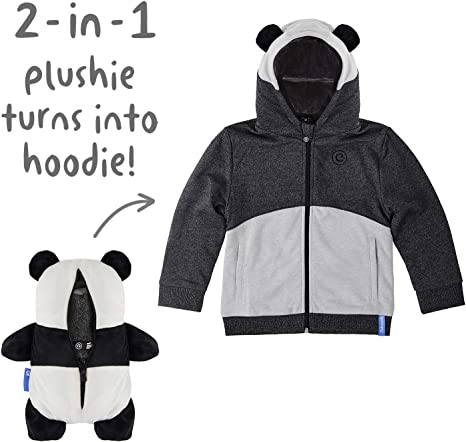 Cubcoats Papo The Panda 2 in 1 Transforming Hoodie and Soft Plushie, Black and White Unisex