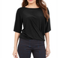 Alfani Women's Twisted Elbow Sleeve Top Black Size Petite