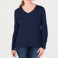 Karen Scott Women's Cotton V Neck Sweater Blue Size Large