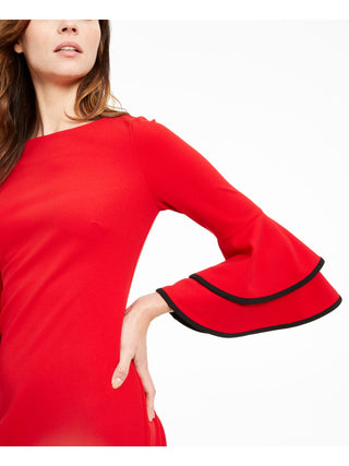 Calvin Klein Women's Bell Sleeve Above the Knee Sheath Evening Dress Red Size 8