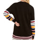 Tommy Hilfiger Women's Contrast Trim Embroidered Logo Pullover Sweater Black Size X-Small