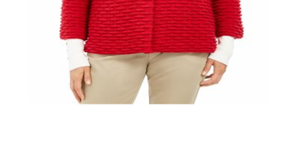 JM Collection Women's Holiday Party Textured Sweater Jacket Red Size X-Small