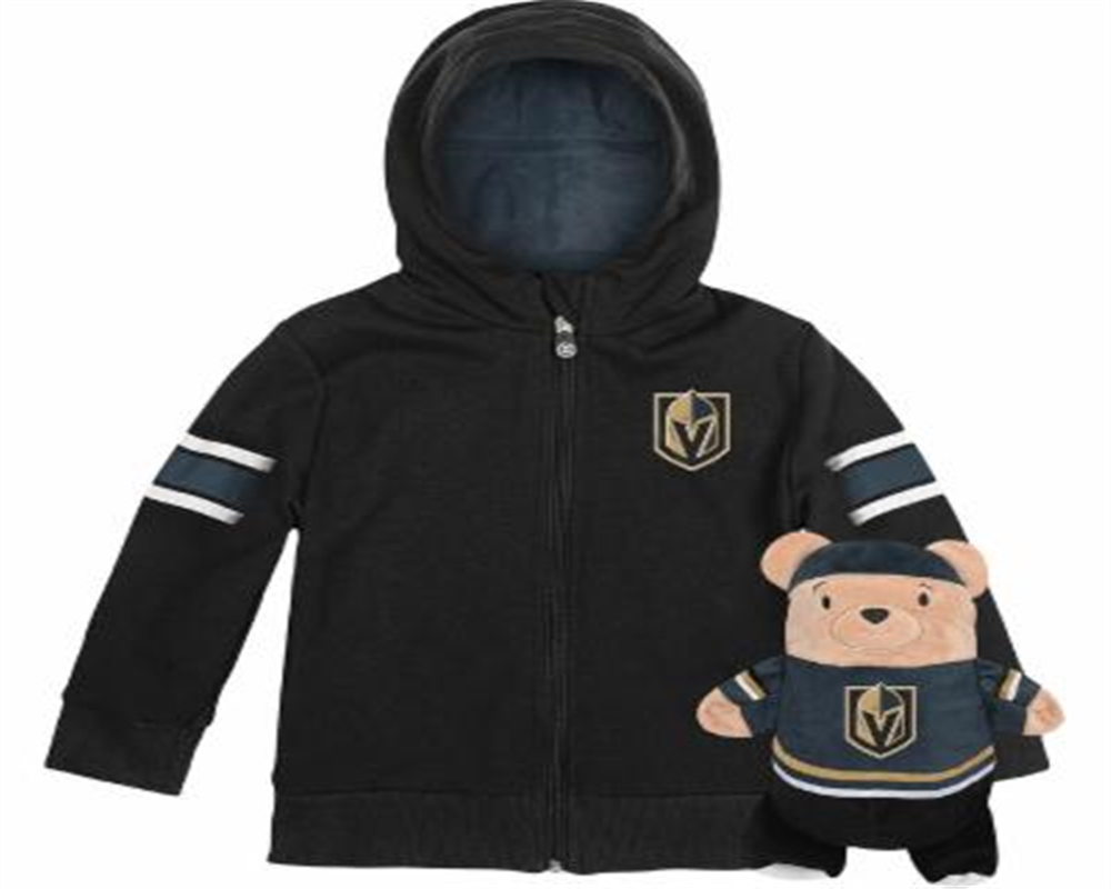 Cubcoats Boys and Girls Toddler Vegas Golden Knights 2-in-1 Transforming Full-Zip Hoodie & Soft Plushie Black Size 2T
