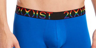 2(X)IST Men's Pride No Show Boxer Briefs Blue Size X-Large
