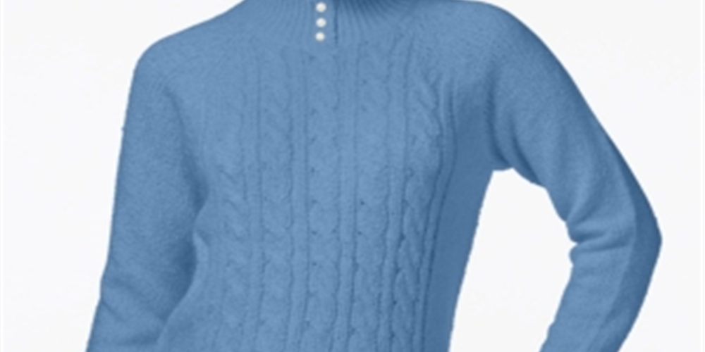 Karen Scott Women's Button Trim Mock Neck Sweater Blue Size Small