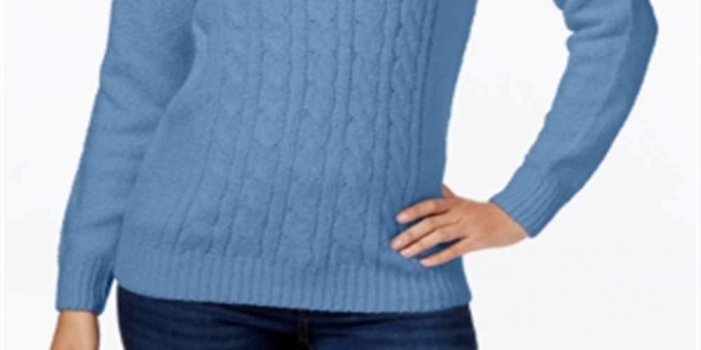 Karen Scott Women's Button Trim Mock Neck Sweater Blue Size Small