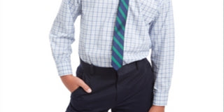 Tommy Hilfiger Big Boy's 2 Pc Regular Fit Plaid Dress Shirt & Stripe Tie White Size 2XL