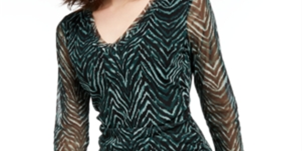 INC International Concepts Women's Double Layer V Neck Top Green Size Petite X-Large