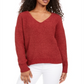 Hippie Rose Junior's Chenille V Neck Sweater Red Size X-Large