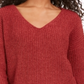 Hippie Rose Junior's Chenille V Neck Sweater Red Size X-Large