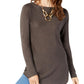 INC International Concepts Women's Shirttail Hi Low Boatneck Sweater Gray Size X-Small