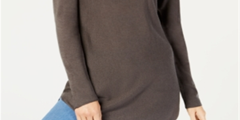 INC International Concepts Women's Shirttail Hi Low Boatneck Sweater Gray Size X-Small
