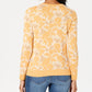 Charter Club Women's Printed Long Sleeve Crew Neck Button up Party Top Yellow Size Small