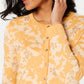 Charter Club Women's Printed Long Sleeve Crew Neck Button up Party Top Yellow Size Small
